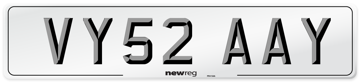 VY52 AAY Number Plate from New Reg